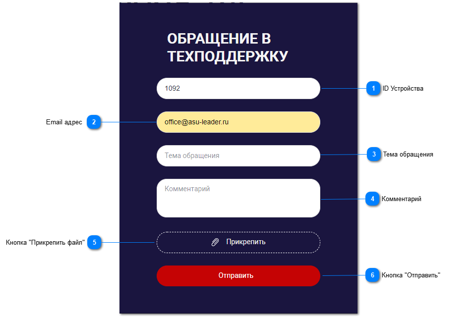 Обращение в техподдержку